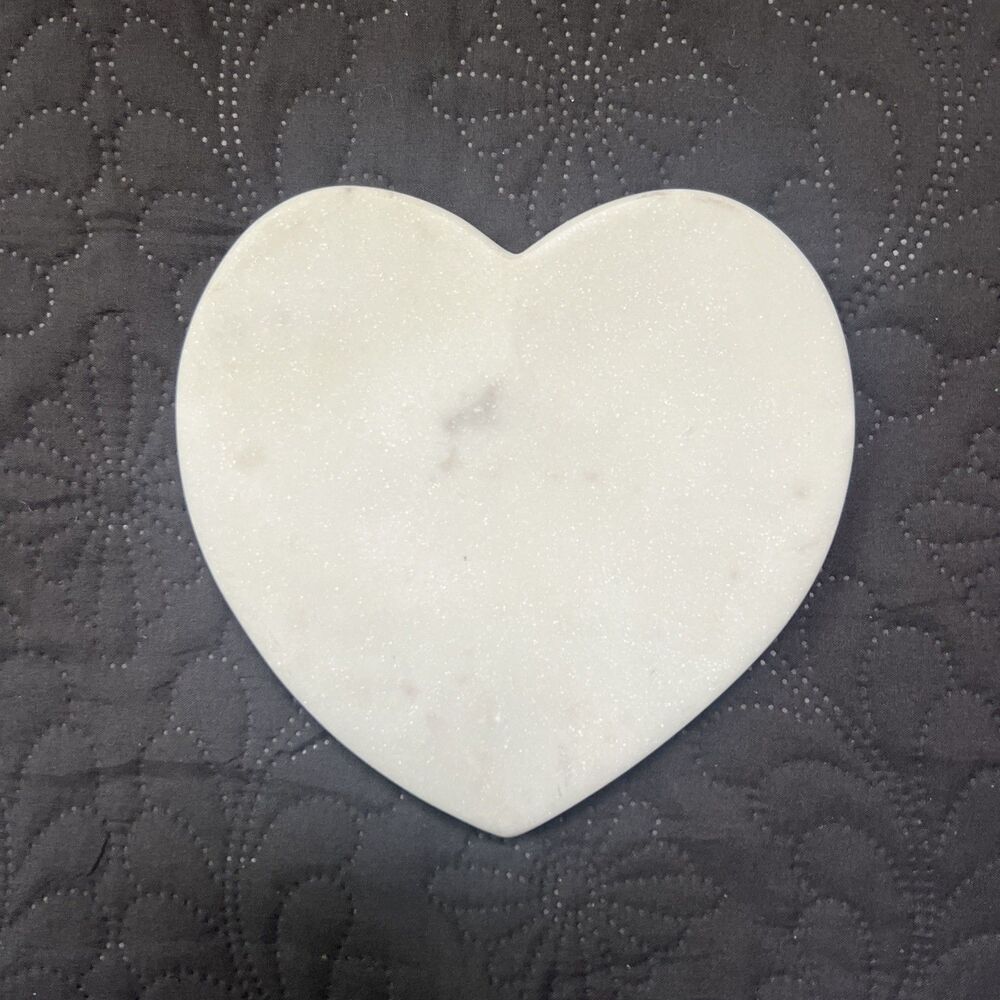 Heart Paper Weight White Love Heart Marble Stone Heart Coaster Home Accent Decor
